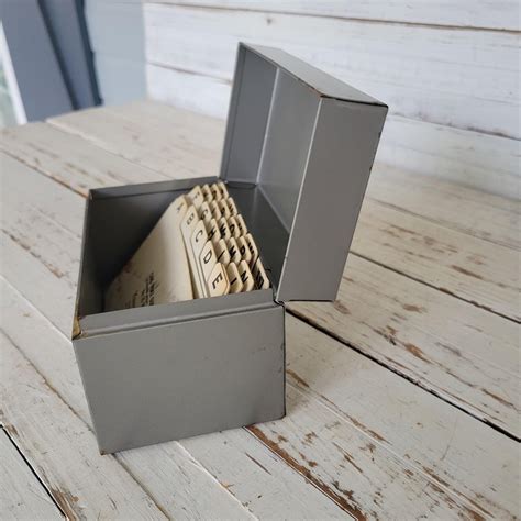 vintage metal index card box|wh smith index cards.